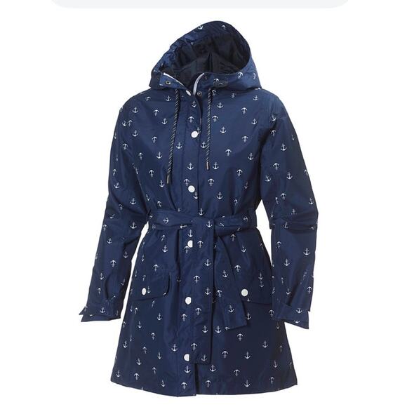 Helly Hansen Jackets & Blazers - Helly Hansen Lyness Womens Rain Jacket Coat Size XS Blue Nautical Anchor Hooded